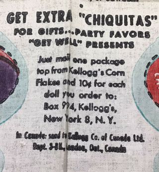 Vintage Kellogg’s Corn Flakes Chiquita Banana Cloth Doll Pattern 3