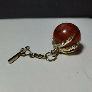 Vintage Rare Claw & Ball Pocket Watch Fob Chain,  Gold Tone,  Unbranded Unmarked