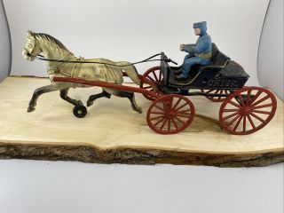 Vintage Cast Iron Toy Police Chief Horse And Buggy
