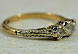 Very Old 9ct Gold & Plat Ring Set With 3 Stones Needs Polishing Size K Us Size 5