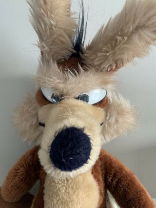 Vintage 1971 Warner Bros Characters WILE E.  COYOTE - Mighty Star 19” Plush 2
