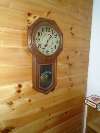 Antique - Ansonia - Regulator A Walnut Wall Clock - Ca.  1890 - To Restore - E587