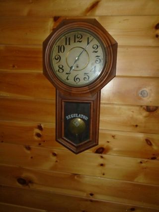 Antique - Ansonia - Regulator A Walnut Wall Clock - Ca.  1890 - To Restore - E587 2