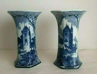 Antique Delft Porcelain Tulip Vases