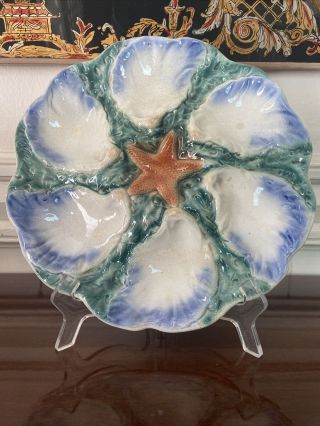 Antique French Majolica Oyster Plate,  Digion,  France