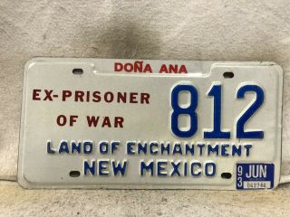 1993 Mexico Ex - Prisoner Of War License Plate