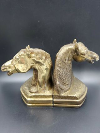 Vintage Brass Metal Horse Head Bookends Paper Weights Equestrian Animal MCM 2