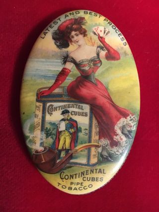 Antique Continental Cubes Tobacco Celluloid Advertising Pocket Mirror