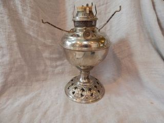 Antique Bradley And Hubbard B&h Oil Lamp (nickel Plated Brass?) 1905