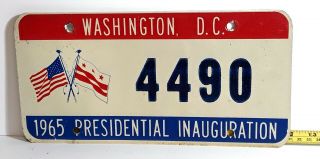 District Of Columbia - 1965 Presidential Inaugural License Plate - Orig.