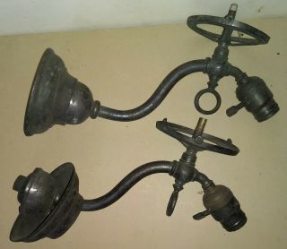 Pair Antique B & H 1900s Gas Electric Wall Sconce Light Fixture