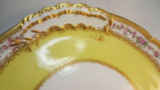Antique Haviland Co.  Limoges France Wide Yellow Band Pink Roses Tea Tray Handled 2