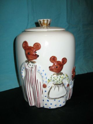 The Three Bears Vintage Cookie Jar With Gold Details By Regal China 1940 