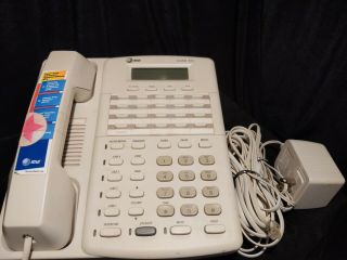 Vintage At&t 874 White 4 - Line Telephone With Intercom & Speakerphone