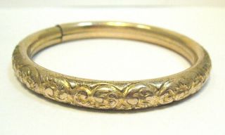Antique Gold Filled Bangle Bracelet Repousse Design 6 Mm 16 Grams