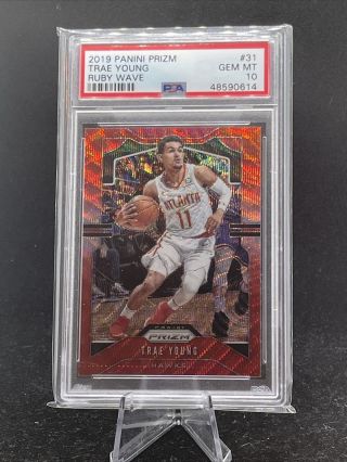 2019 - 20 Panini Prizm 31 Trae Young Red Prizm Psa 10 Hawks Second Year