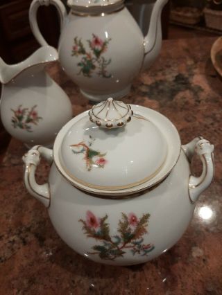 Antique Haviland Limoges H & C Teapot,  Creamer,  Sugar Bowl Set 2