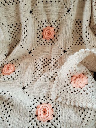 Vintage Hand Crocheted Afghans Shabby Chic.