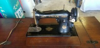 Old Antique Singer Treadle Sewing Machine Table Early 1900s Knee Pedal Furniture