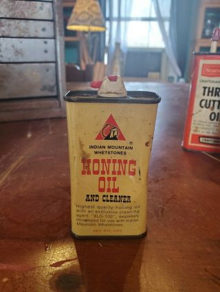 Vintage Indian Mountain Whetstone Honing Oil Can 4 Oz Empty