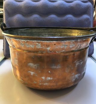 Vintage Copper Stock Pot With Brass Handles