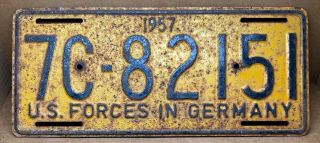 Rare 1957 U.  S.  Forces In Germany License Plate (7c 8215)