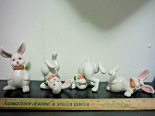 Vintage Set Of 4 Fitz & Floyd Tumbling Easter Bunnies Rabbits Ff