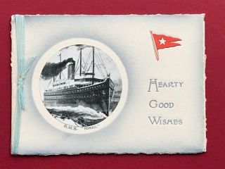 White Star Line R.  M.  S.  " Ionic " (1902) Christmas & Year Greetings Card.