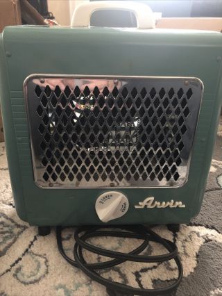 Vintage Arvin Electric Portable Space Heater Aqua Retro Mid Century