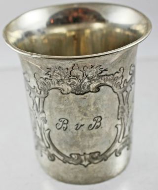 Antique 19c Silver German Cup - Marked 12 Loth