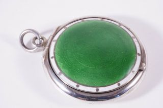 Antique Sterling Silver And Enamel Compact With Mirror