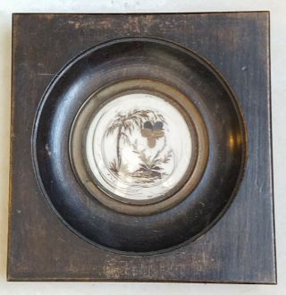 19th Cent French Victorian Hair Art Round Square Shadow Box Victorian Mourning