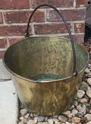Antique C1851 H.  W.  Hayden Ansonia Brass Company Spun Brass Apple Butter Bucket