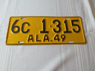 1949 Alabama Restored License Plate 6c 1 - 315