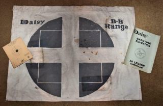 Vtg.  Daisy Canvas Bb Gun Range Backstop W Paper Targets & Shooting Ed Booklet