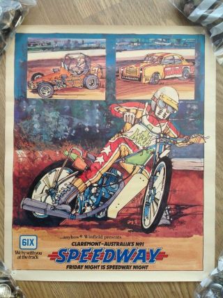 Vintage Winfield 6ix Claremont Speedway Stockcar Poster Not Reprint.