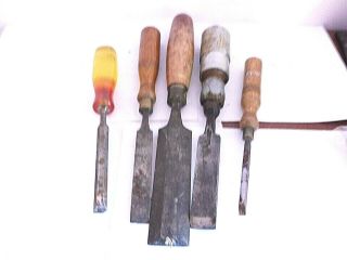 Found 5 Vintage Mixed Size Wood Carving Chisels Tyzack,  Marples,  Sorby Toga