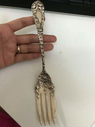 Chrysanthemum By Durgin Sterling Silver Serving Fork 9 Inches