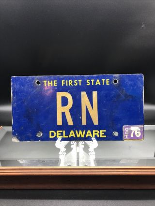 Rare Expired 1976 Rn Nurse Delaware Early Vanity License Plate Tag Non Active