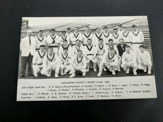 Vintage 1963 Lancashire County Cricket Club Postcard Size