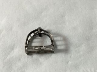Antique Platinum Deco Diamond Bird Cage Bracelet Charm Vintage