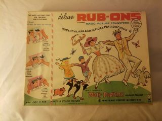 Vintage Mary Poppins Deluxe Rub - Ons Hasbro 1960s Set