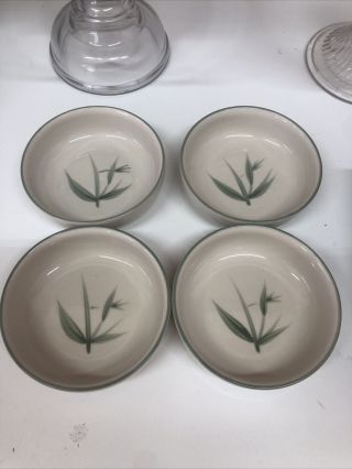 4 Vintage Winfield Green Bamboo California Pottery 4 - 7/8 " Fruit/dessert Bowls