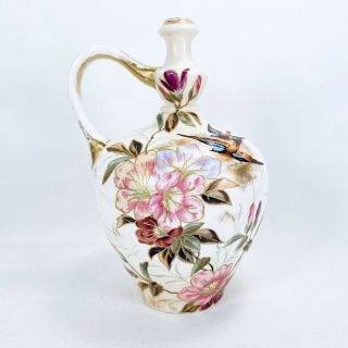 Antique Franz Mehlem Royal Bonn Jug Vase Moriage Raised Gold Relief Porcelain