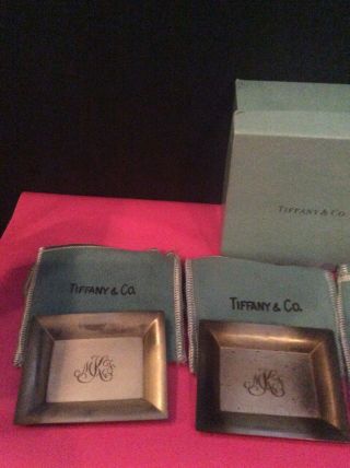 Vintage Tiffany & Co.  Makers Sterling Silver Set Of (4) Small Trays.  Miniature.