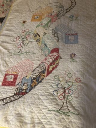 Vintage Hand Embroidered Baby Blanket
