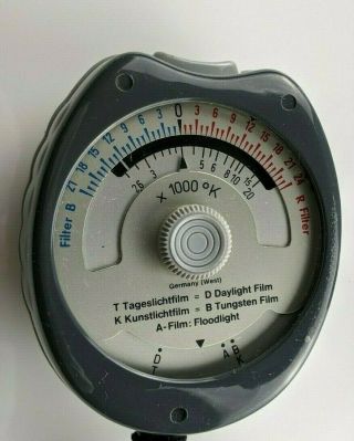 Vintage Gossen Sixticolor Color Temperature Light Meter w/ Leather Case 2