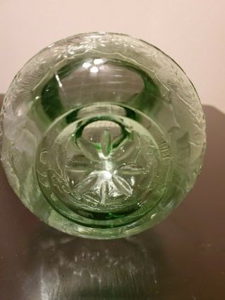 Vintage Sandwich Green Glass Vase with Metal Frog Boho Chic Decor 7.  5 