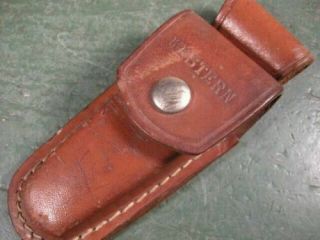 Vintage Western Leather Belt Sheath For Lockback Pocket Knives,  Nr