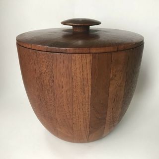 Mid Century Modern Wood Danish Style Ernest Sohn Siamese Teak Ice Bucket